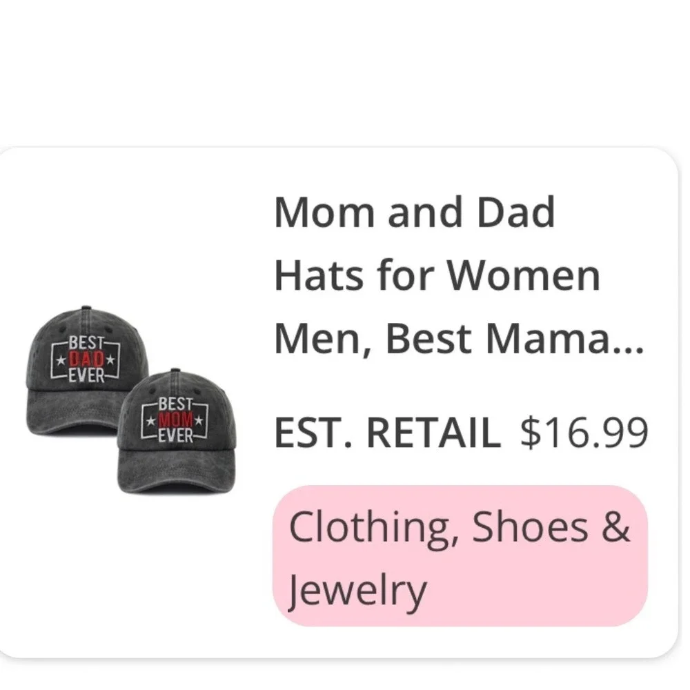 Best Mom Ever Best Dad Ever Matching Baseball Cap Set Washed Black Cotton 2pc‎